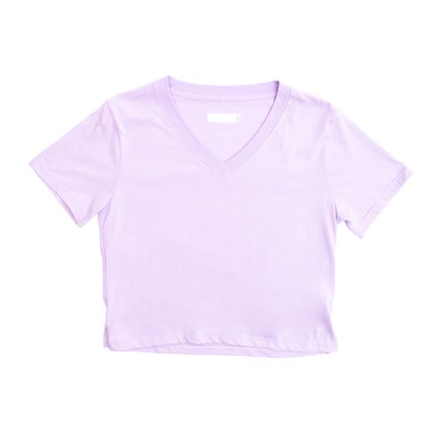 CAMISETA JERSEY CUELLO V LILA