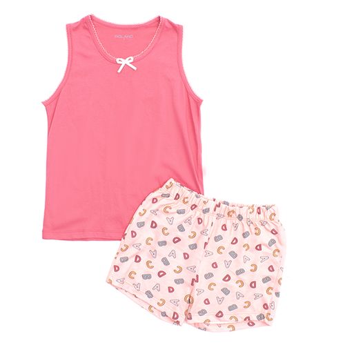 PIJAMA CONJUNTO MANGA CORTA + SHORT VINCHA ROSADO