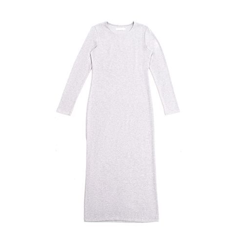 VESTIDO JERSEY LARGO GRIS