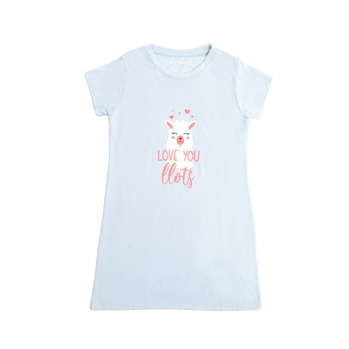 PIJAMA LLAMA VESTIDO CELESTE