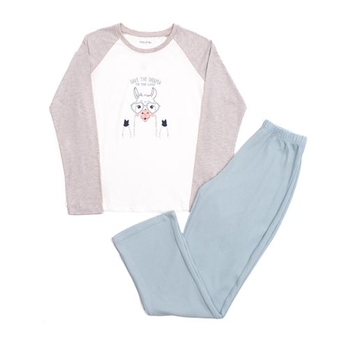 PIJAMA LLAMA CONJUNTO MANGA LARGA+PANTALON CRUDO