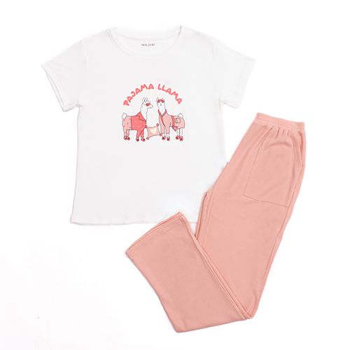 PIJAMA LLAMA CONJUNTO MANGA CORTA+PANTALON CRUDO