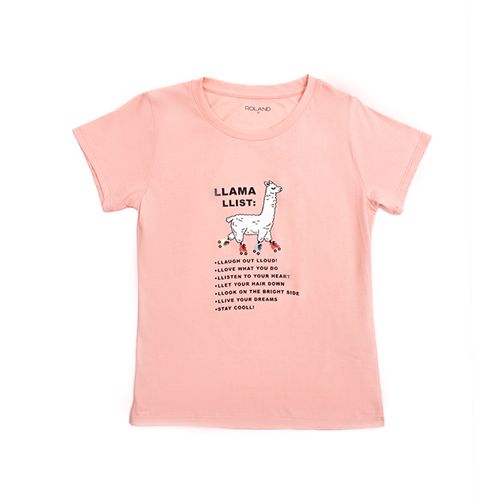 PIJAMA LLAMA CONJUNTO MANGA CORTA+PANTALON ROSADO
