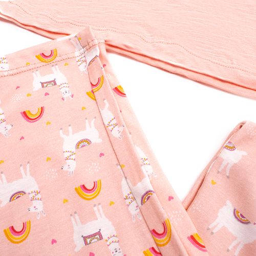 PIJAMA LLAMA CONJUNTO MANGA LARGA+PANTALON ROSADO