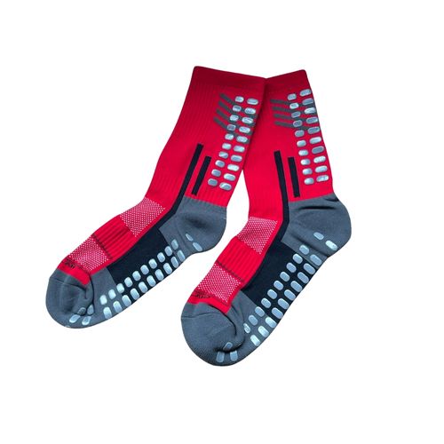 MEDIA DEPORTIVA FUTBOLERA ANTIDESLIZANTE CAÑA 3/4 ROJO PACK X1