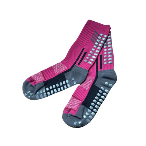 MEDIA DEPORTIVA FUTBOLERA ANTIDESLIZANTE CAÑA 3/4 FUCSIA PACK X1