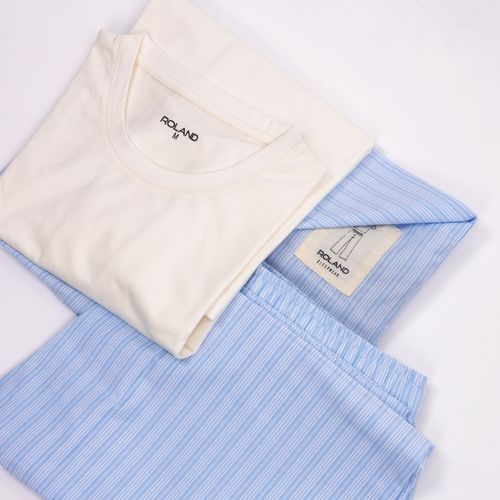 PIJAMA CONJUNTO MANGA CORTA + PANTALÓN LLANA BLANCO