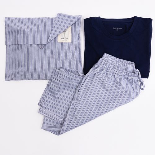 PIJAMA CONJUNTO MANGA LARGA + PANTALÓN LLANA AZUL