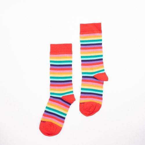 MEDIA CAÑA CASUAL LISA PRIDE FRANJAS 3 SIN COSTURA ROJO PACK X1