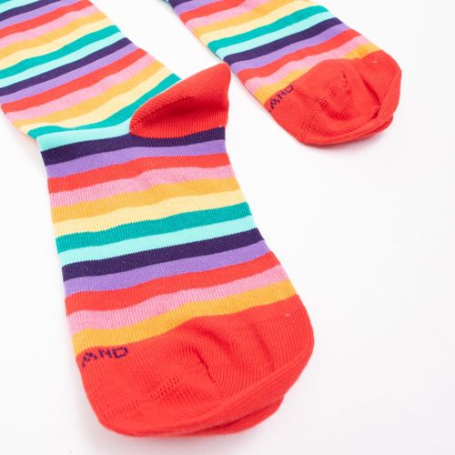 MEDIA CAÑA CASUAL LISA PRIDE FRANJAS 3 SIN COSTURA ROJO PACK X1