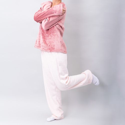 PIJAMA SLEEP CONJUNTO MANGA LARGA, PANTALON POLAR PALO ROSA