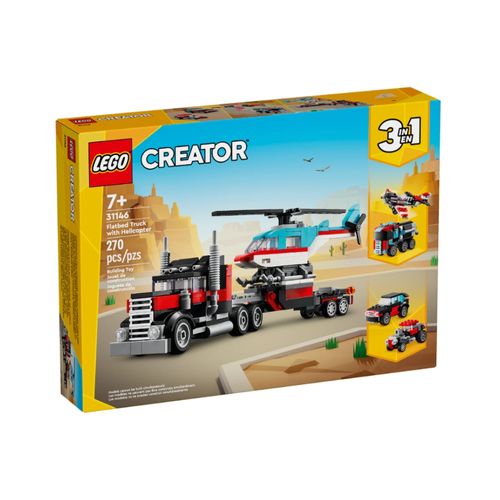 JUGUETE LEGO FLATBED TRUCK WITH HELICOPTER