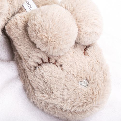 PANTUFLA FELPA OREJITAS CAFÉ
