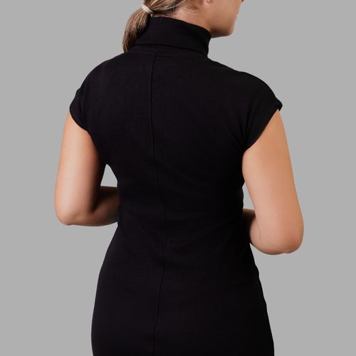 VESTIDO JERSEY CUELLO ALTO NEGRO