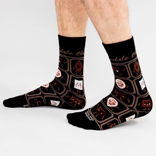 MEDIA COLORS REGIONS CAÑA CASUAL LISA CHOCOLATE LOVER SIN COSTURA NEGRO PACK X1
