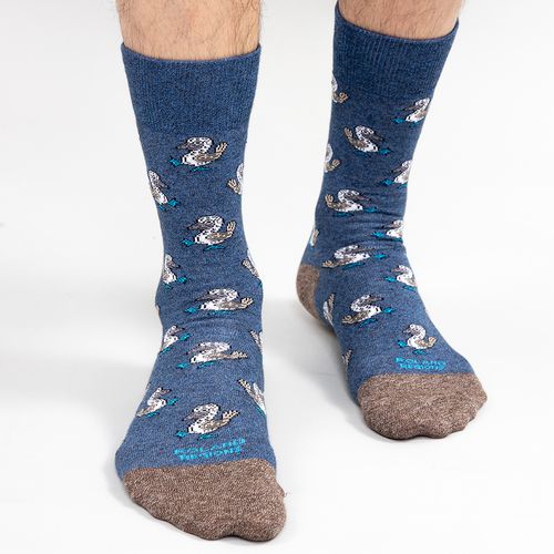 MEDIA CAÑA CASUAL LISA  PIQUERO PATAS AZULES AZUL MARINO PACK X1