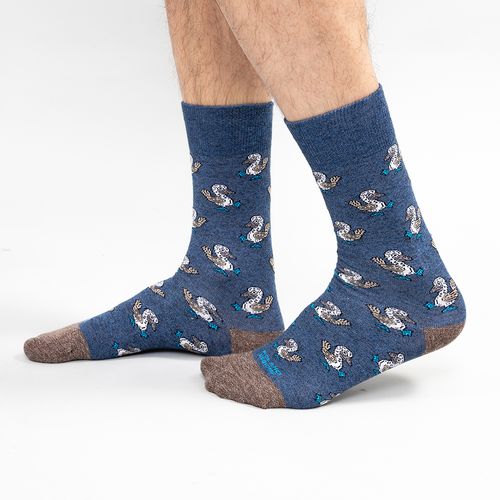 MEDIA CAÑA CASUAL LISA  PIQUERO PATAS AZULES AZUL MARINO PACK X1