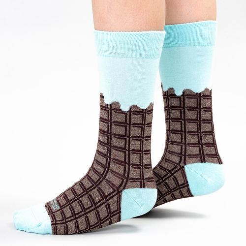 MEDIA COLORS REGIONS CAÑA CASUAL LISA TABLETA CHOCOLATE SIN COSTURA CELESTE PACK X1