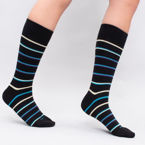 MEDIA COLORS CAÑA CASUAL LISA LINES 5 SIN COSTURA NEGRO PACK X1