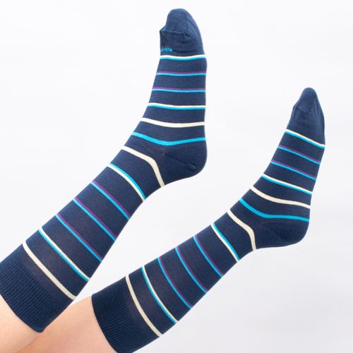 MEDIA COLORS CAÑA CASUAL LISA LINES 6 SIN COSTURA AZUL PACK X1