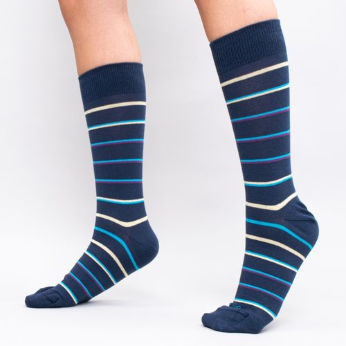MEDIA COLORS CAÑA CASUAL LISA LINES 6 SIN COSTURA AZUL PACK X1