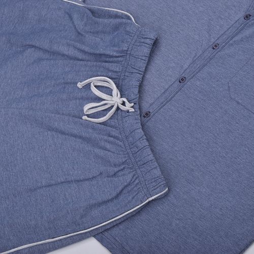 PIJAMA CONJUNTO MANGA CORTA+SHORT ABIERTA AZUL JASPE