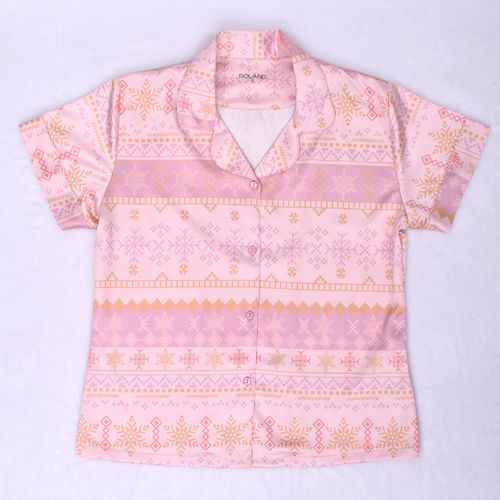 PIJAMA CONJUNTO MANGA CORTA, SHORT NAVIDAD SEDA ROSADO