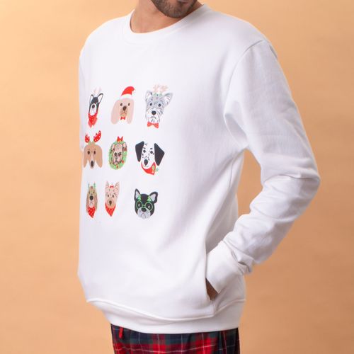 HOODIE FLEECE PERRO NAVIDAD BLANCO