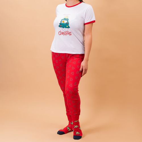 PIJAMA CONJUNTO MANGA CORTA, PANTALÓN NAVIDAD COLORS CRUDO