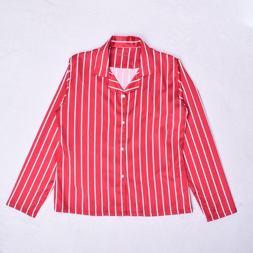 PIJAMA CONJUNTO MANGA LARGA, PANTALÓN NAVIDAD SEDA ROJO
