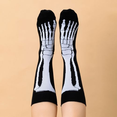 MEDIA COLORS HALLOWEEN CAÑA CASUAL LISA PIES ESQUELETO SC NEGRO PACK X1