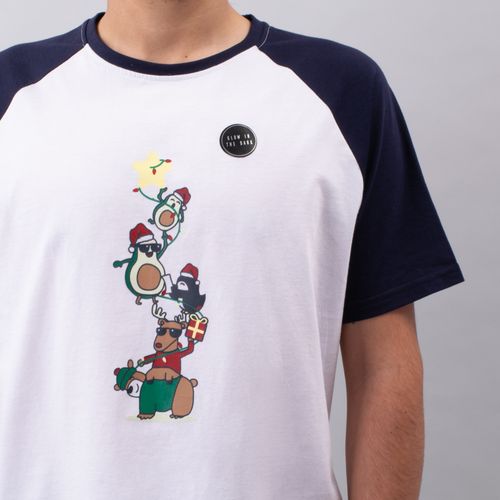 PIJAMA CONJUNTO MANGA CORTA, PANTALÓN NAVIDAD CRUDO
