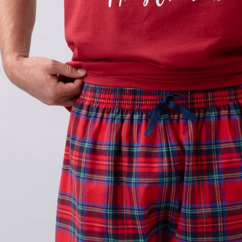PIJAMA CONJUNTO MANGA CORTA, SHORT NAVIDAD ROJO