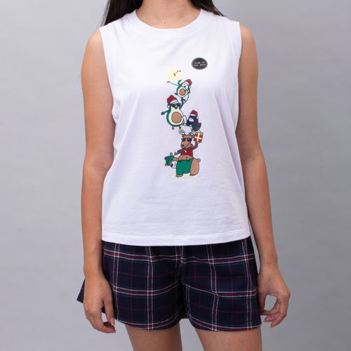 PIJAMA CONJUNTO MANGA CORTA, SHORT NAVIDAD CRUDO