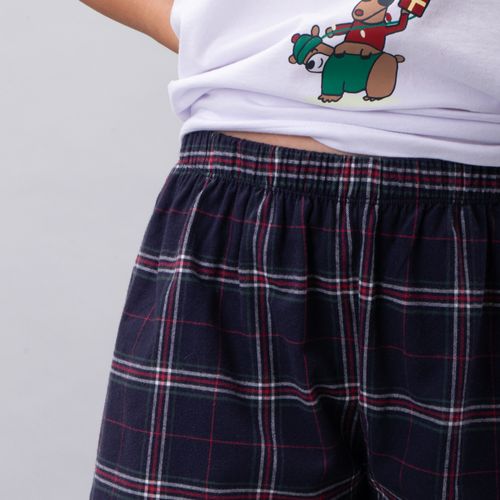 PIJAMA CONJUNTO MANGA CORTA, SHORT NAVIDAD CRUDO