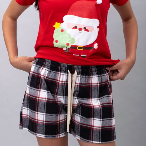 PIJAMA CONJUNTO MANGA CORTA, SHORT NAVIDAD ROJO