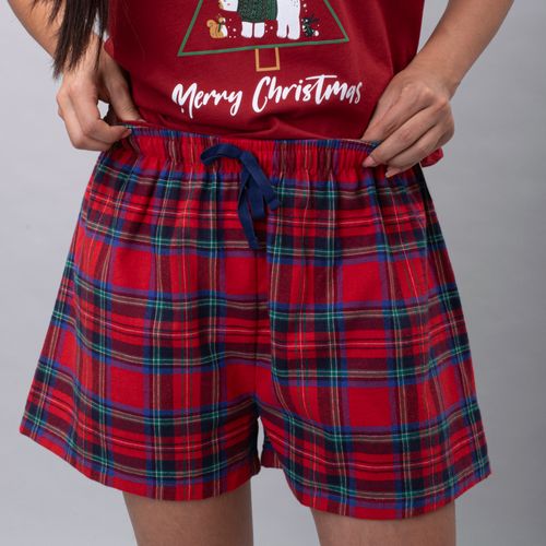 PIJAMA CONJUNTO MANGA CORTA, SHORT NAVIDAD ROJO