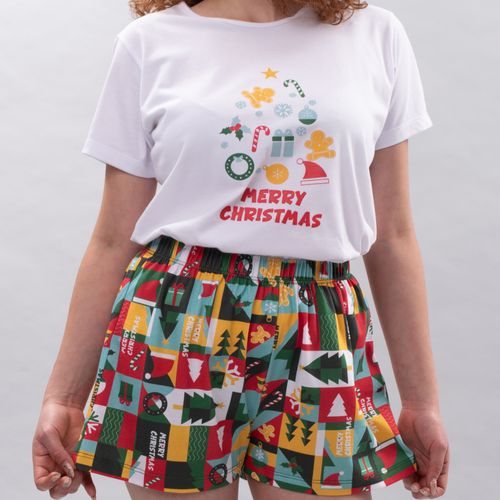 PIJAMA CONJUNTO MANGA CORTA, SHORT NAVIDAD BLANCO