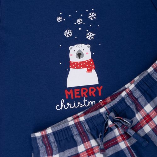 PIJAMA CONJUNTO MANGA CORTA, SHORT NAVIDAD OSOS AZUL