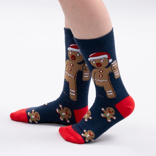 MEDIA COLORS CAÑA CASUAL LISA NAVIDAD GINGER COOKIE SC AZUL PACK X1