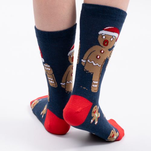 MEDIA COLORS CAÑA CASUAL LISA NAVIDAD GINGER COOKIE SC AZUL PACK X1