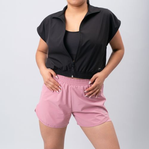 SHORT CON LICRA ROMPEVIENTOS ROSA