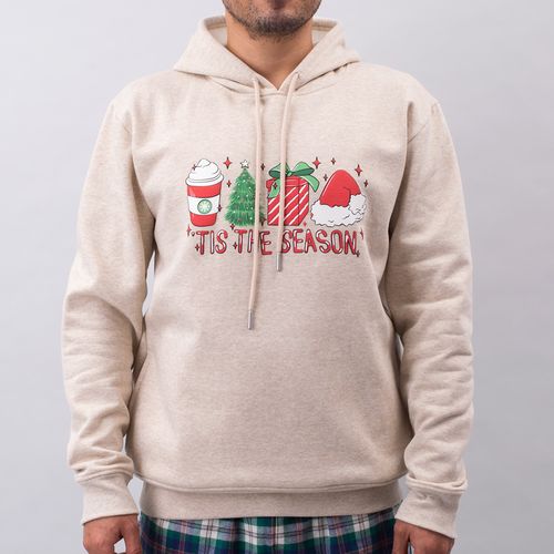 HOODIE FLEECE NAVIDAD GALLETA PERCHADO BEIGE