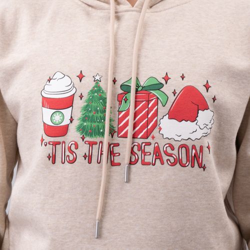 HOODIE FLEECE NAVIDAD GALLETA PERCHADO BEIGE