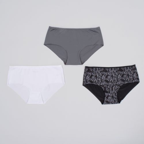 PANTY ALTO FLOREADO NEGRO PACK X3