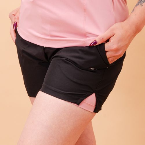 SHORT CON LICRA ROMPEVIENTOS NEGRO