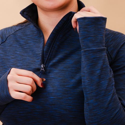 HOODIE MEDIO CIERRE CUELLO ALTO AZUL JASPE