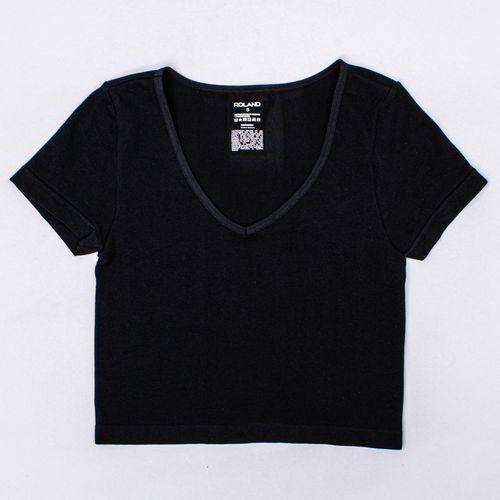 CAMISETA SEAMLESS CUELLO V NEGRO