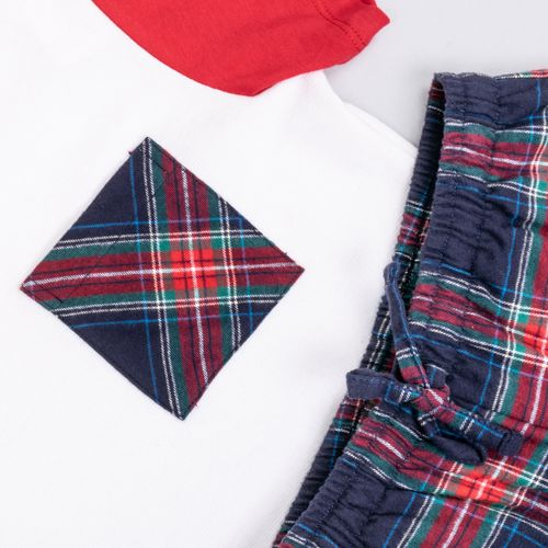 PIJAMA CONJUNTO MANGA CORTA, SHORT NAVIDAD CLASICA CRUDO