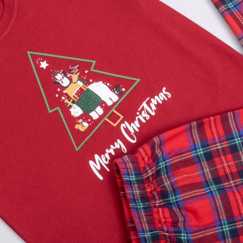 PIJAMA CONJUNTO MANGA CORTA, PANTALÓN NAVIDAD ROJO